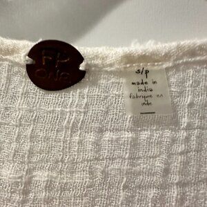 Free People - Short Sleeve White Gauze Shirt (Cropped)- Small